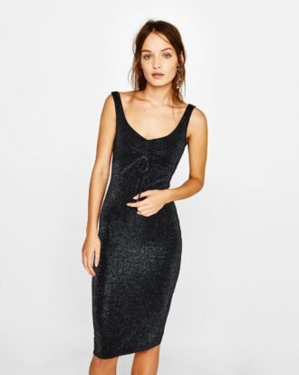 Metallic Thread Midi Dress